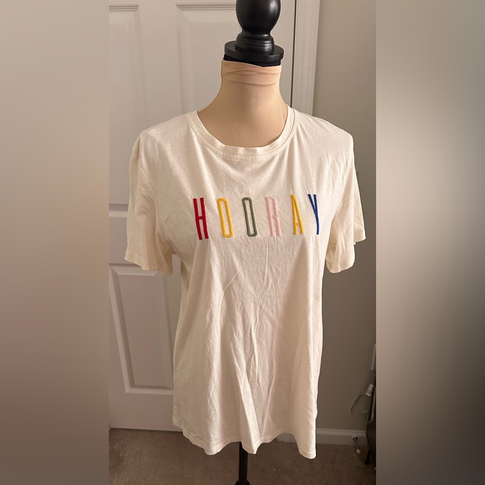 Time and Tru Hooray Multicolor Embroidered T-Shirt
